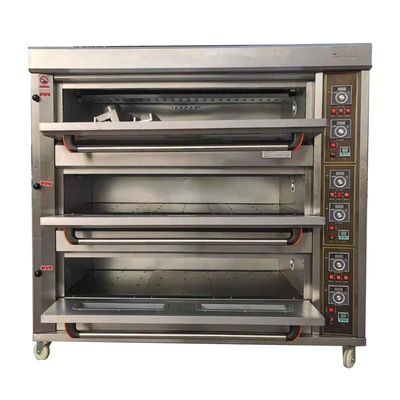 Rohstoff Mehl 3 Decks 9 Trays Gas Backerei Deck Ofen 1760*890*1770mm für Lebensmittelgeschäft