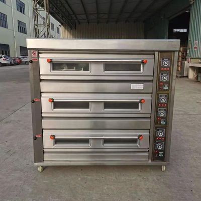 Rohstoff Mehl 3 Decks 9 Trays Gas Backerei Deck Ofen 1760*890*1770mm für Lebensmittelgeschäft