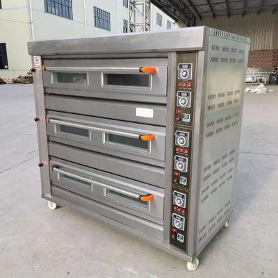 Rohstoff Mehl 3 Decks 9 Trays Gas Backerei Deck Ofen 1760*890*1770mm für Lebensmittelgeschäft