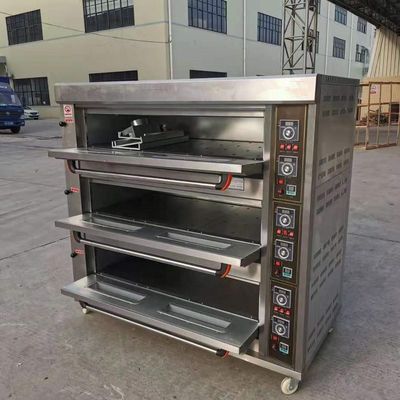 Rohstoff Mehl 3 Decks 9 Trays Gas Backerei Deck Ofen 1760*890*1770mm für Lebensmittelgeschäft