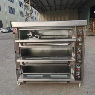 Rohstoff Mehl 3 Decks 9 Trays Gas Backerei Deck Ofen 1760*890*1770mm für Lebensmittelgeschäft