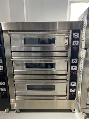 0.1kw Elektrischer Deck-Ofen für Brot 3 Deck 12 Schalen Gasbackofen mit Timer-Steuerung