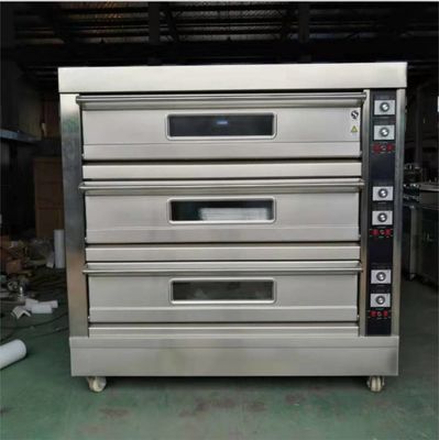 0.1kw Elektrischer Deck-Ofen für Brot 3 Deck 12 Schalen Gasbackofen mit Timer-Steuerung