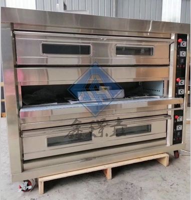 3 Decks 6 Trays 9 Trays Proofer Gas Deck Ofen für die Backmilch in kommerziellen Pizza-Ofen