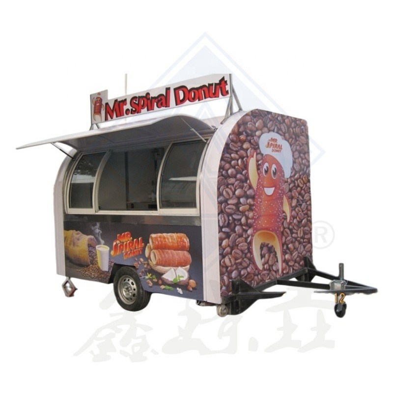 Maschinenfunktion Verkauf von Lebensmitteln Edelstahl mobile Lebensmittelanhänger Lkw 285*200*215