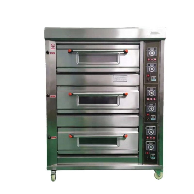 0.1kw Elektrischer Deck-Ofen für Brot 3 Deck 12 Schalen Gasbackofen mit Timer-Steuerung